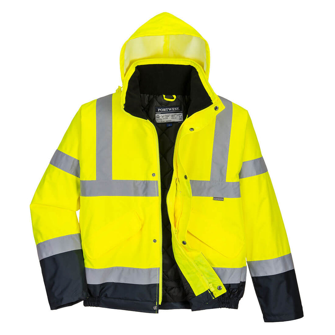 Portwest S266 Hi Vis Two Tone Bomber Jacket 1#colour_yellow-navy