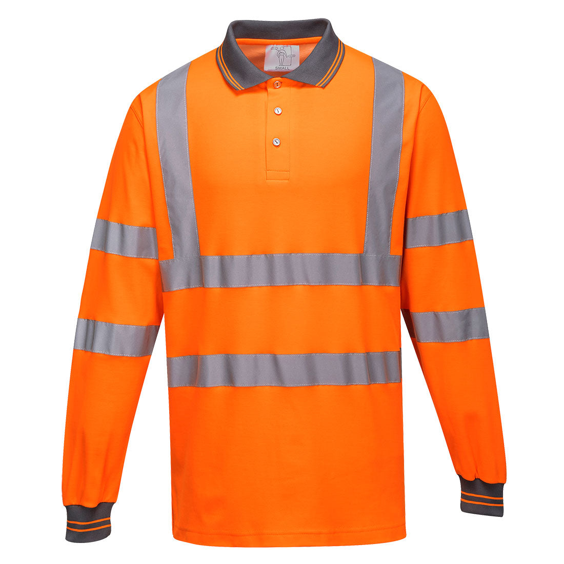 Portwest S271 Long Sleeved Cotton Comfort Hi Vis Polo Shirt 1#colour_orange
