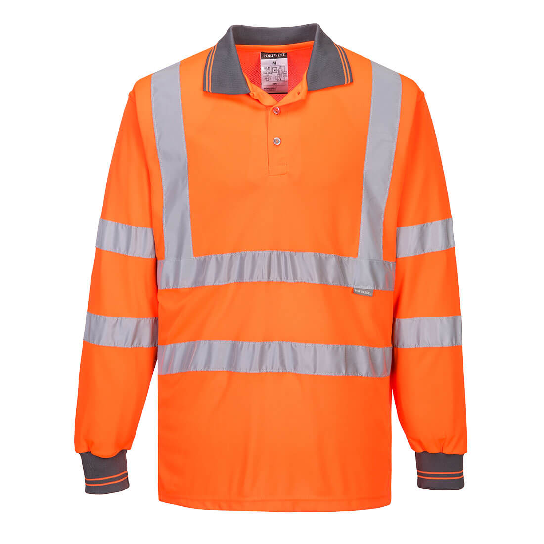 Portwest S277 Hi Vis Long Sleeved Polo Shirt 1#colour_orange