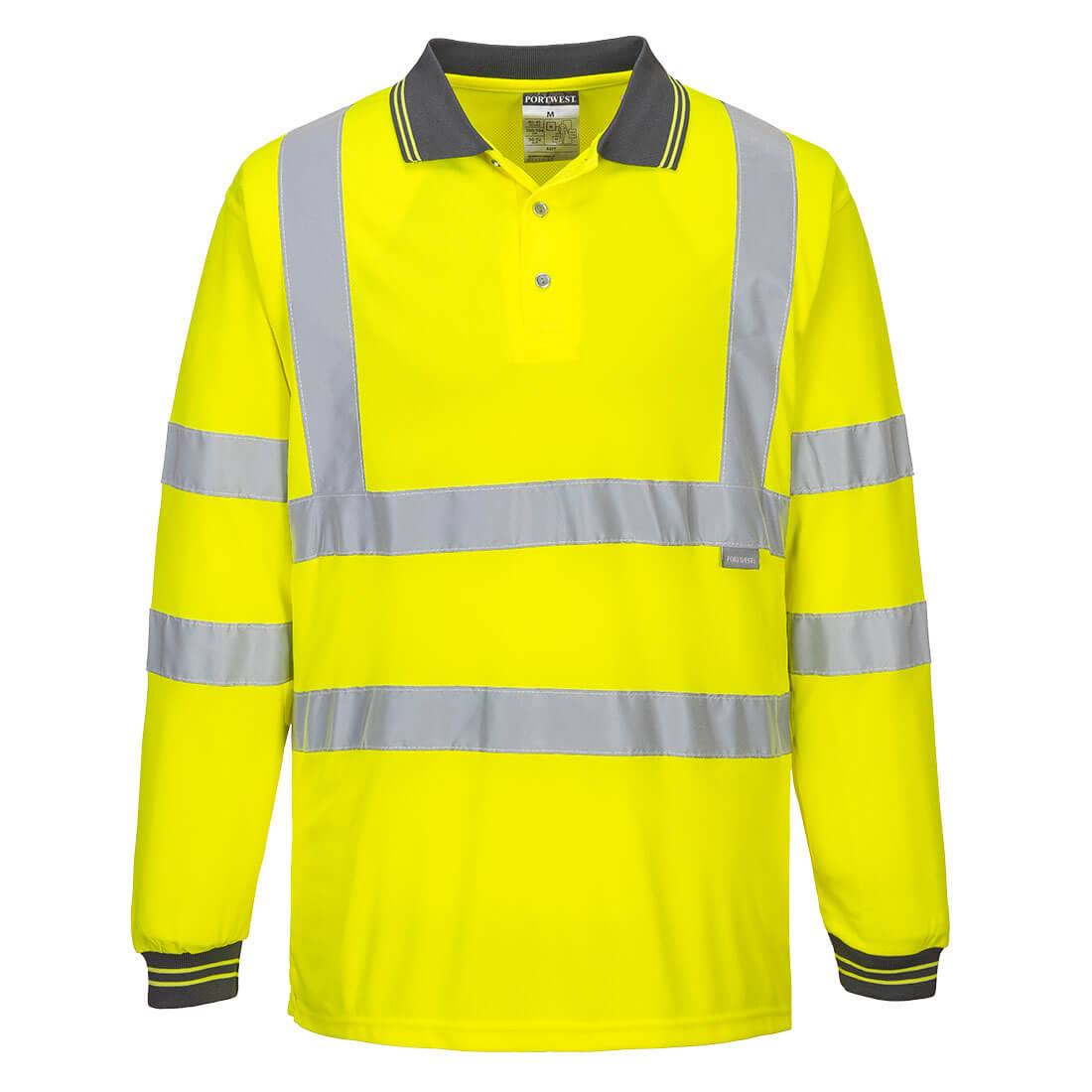 Portwest S277 Hi Vis Long Sleeved Polo Shirt 1#colour_yellow
