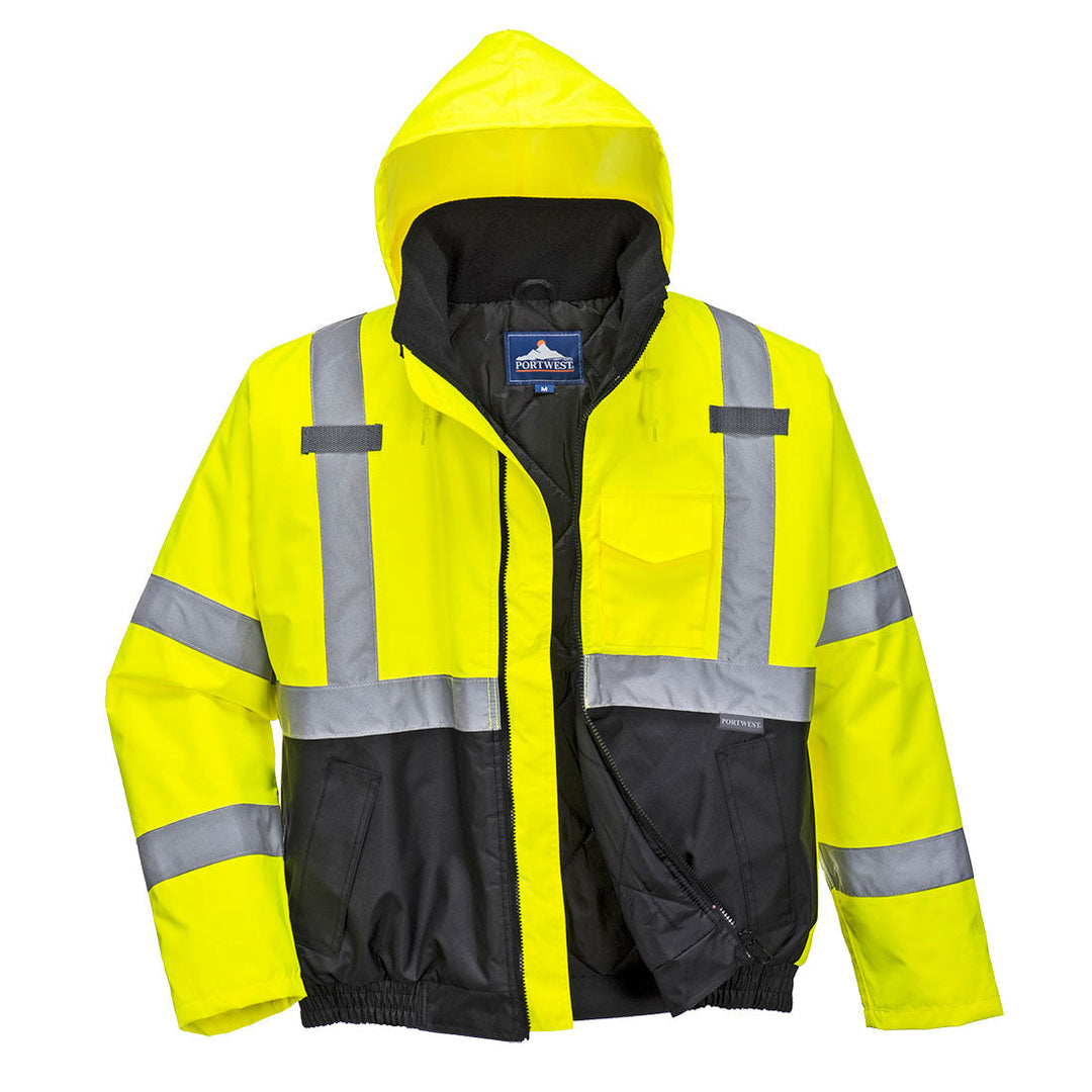 Portwest S363 Hi Vis Two-Tone Bomber Jacket 1#colour_yellow-black 2#colour_yellow-black