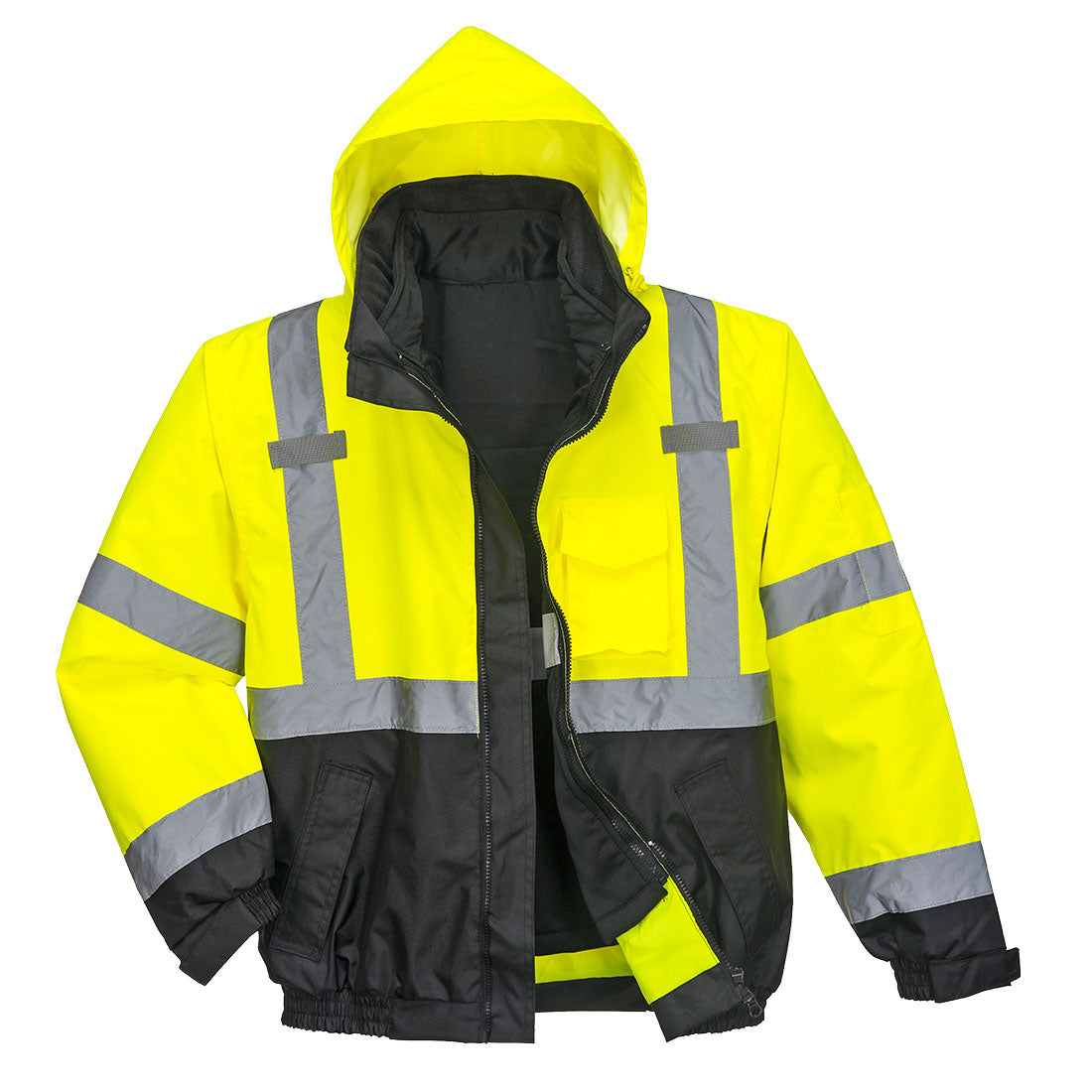 Portwest S365 Hi Vis Premium 3-in-1 Bomber Jacket 1#colour_yellow-black 2#colour_yellow-black