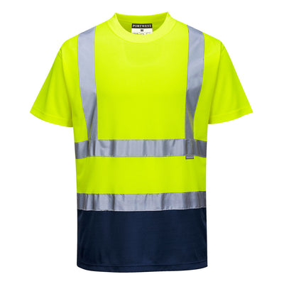 Portwest S378 Two Tone Hi Vis T-Shirt 1#colour_yellow-navy