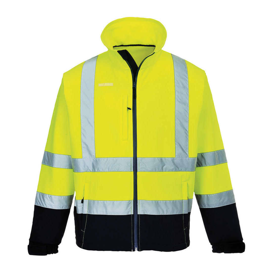 Portwest S425 Hi Vis Contrast Softshell (3L) 1#colour_yellow-navy