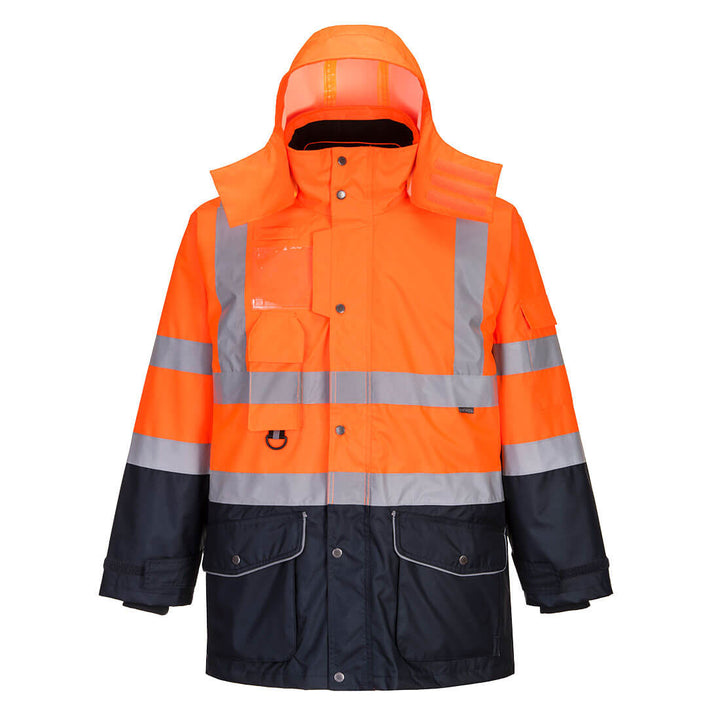 Portwest S426 Hi Vis 7-in-1 Contrast Traffic Jacket 1#colour_orange-navy