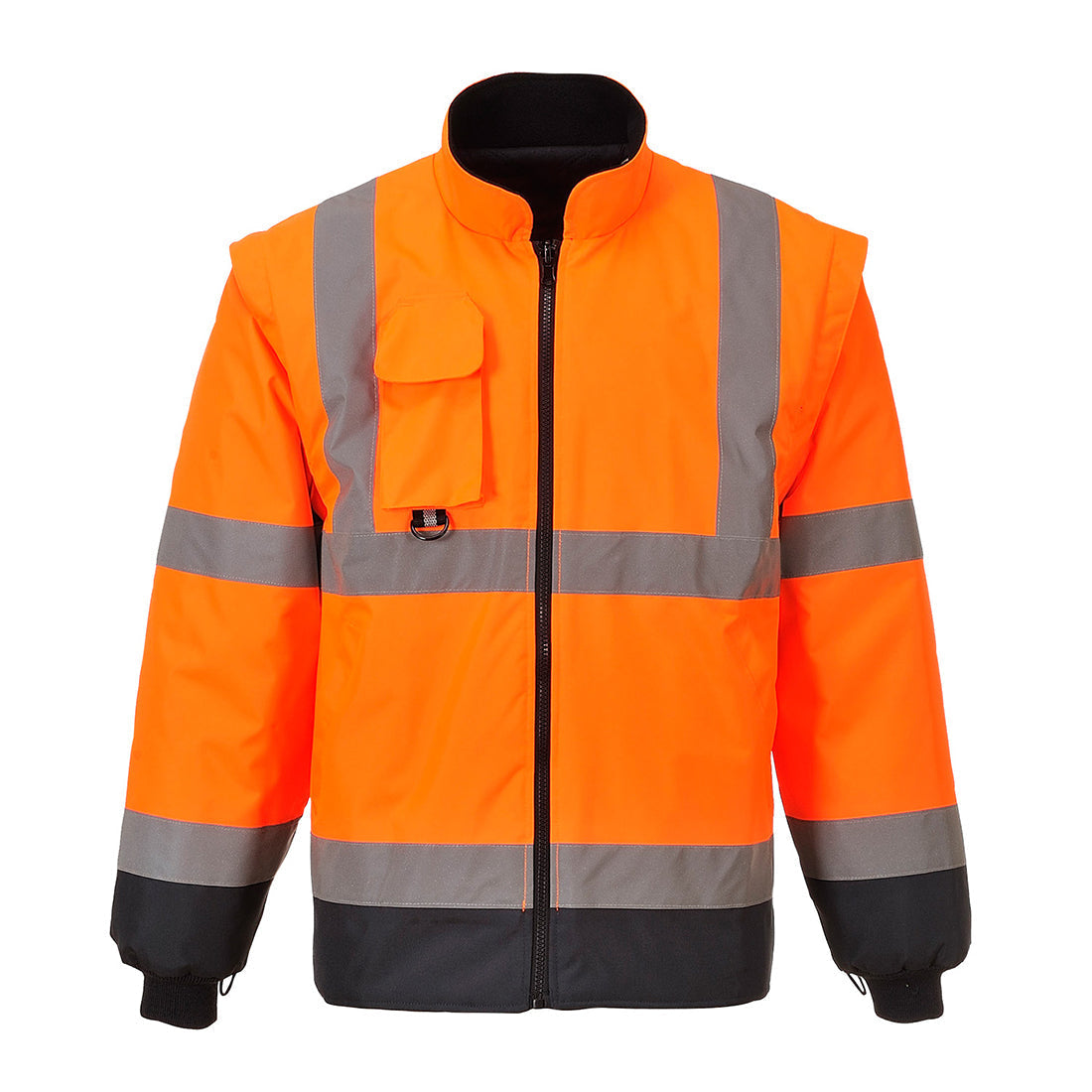 Portwest S426 Hi Vis 7-in-1 Contrast Traffic Jacket 1#colour_orange-navy 2#colour_orange-navy 3#colour_orange-navy