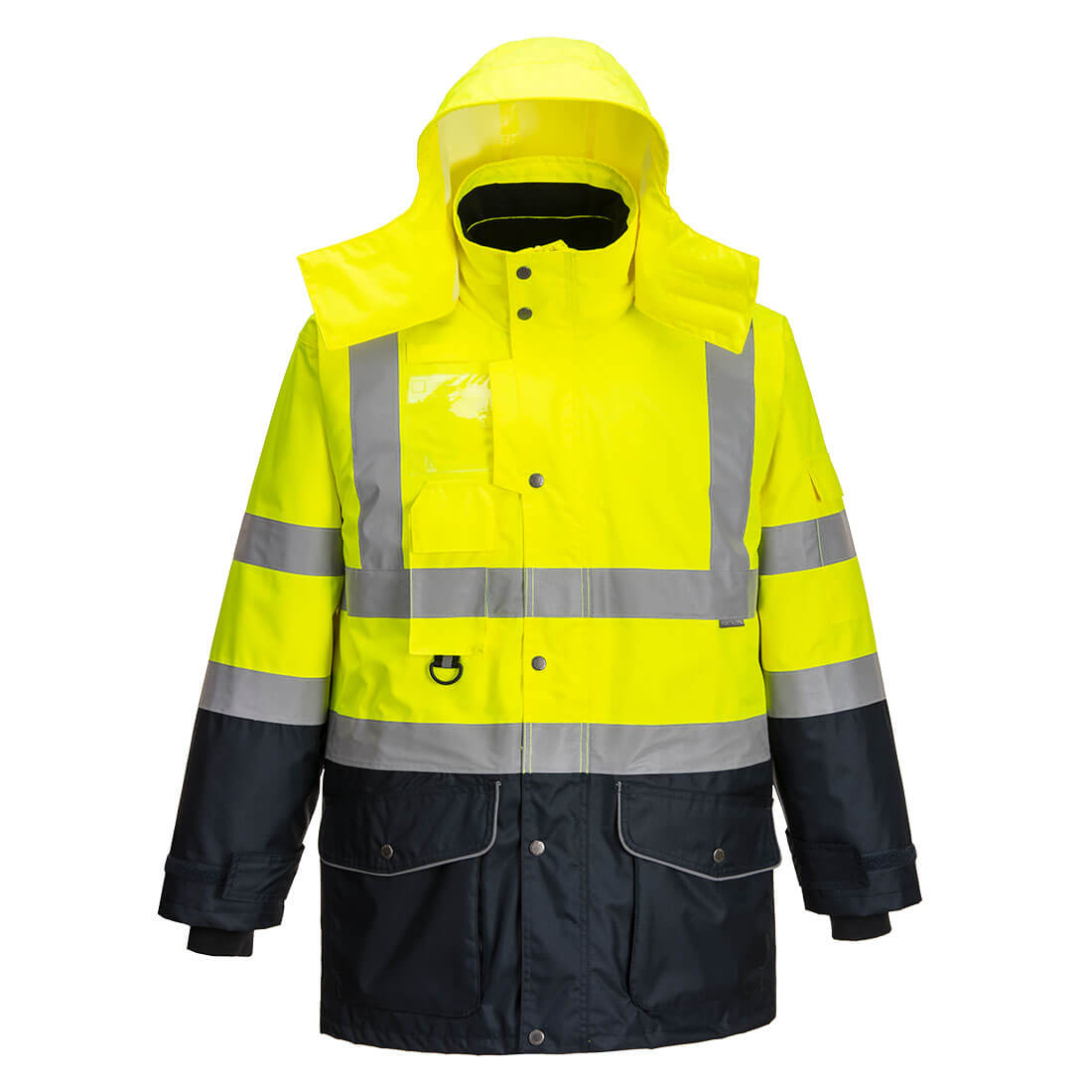 Portwest S426 Hi Vis 7-in-1 Contrast Traffic Jacket 1#colour_yellow-navy
