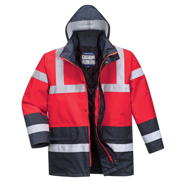 Portwest S466 Hi Vis Contrast Traffic Jacket 1#colour_red-navy