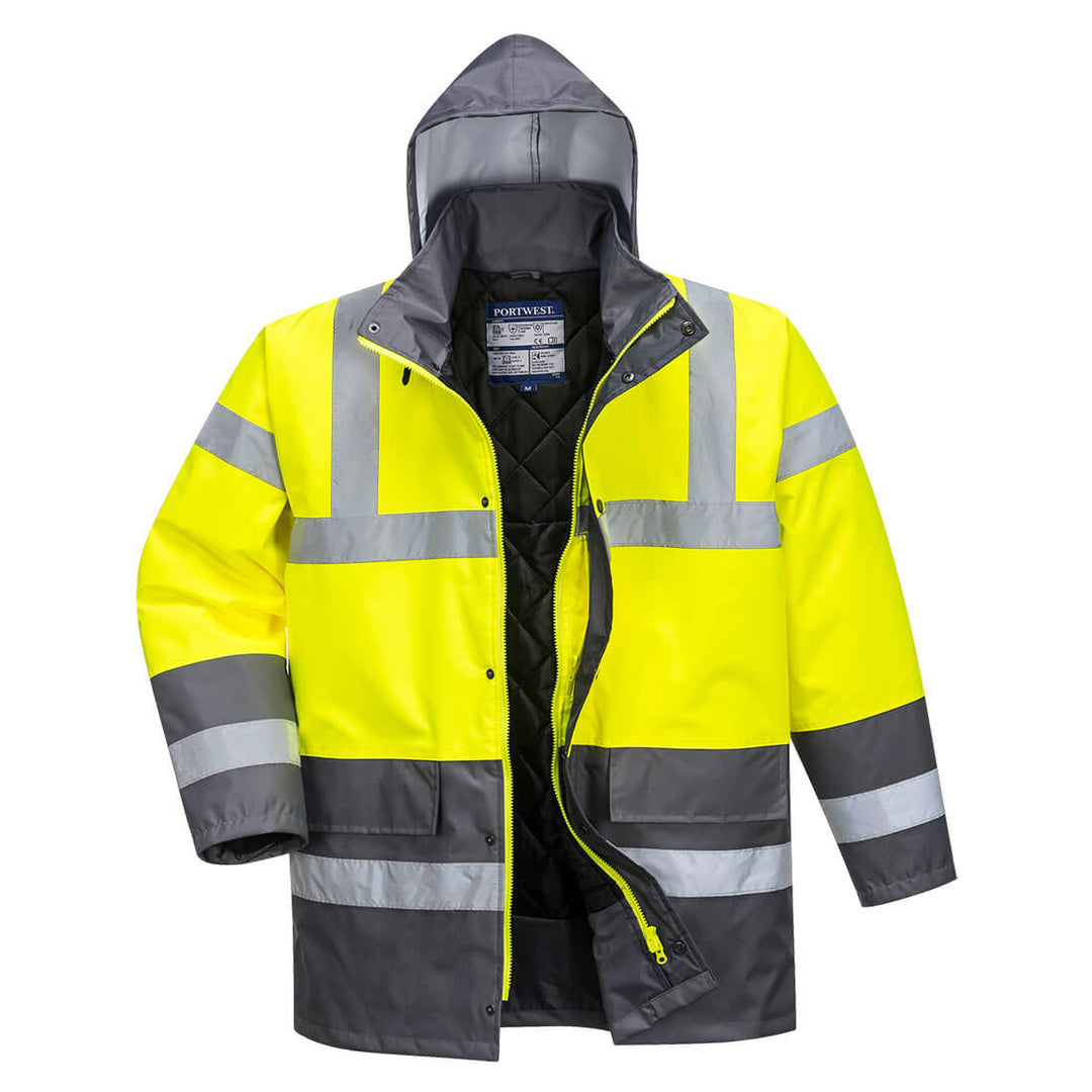 Portwest S466 Hi Vis Contrast Traffic Jacket 1#colour_yellow-grey