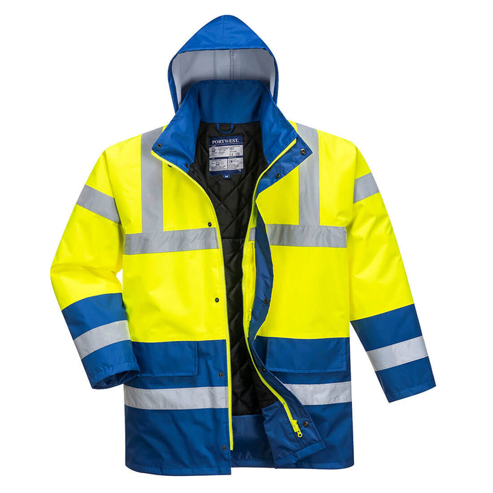 Portwest S466 Hi Vis Contrast Traffic Jacket 1#colour_yellow-royal