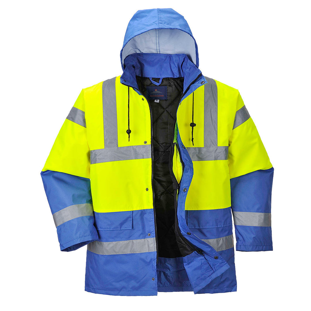 Portwest S466 Hi Vis Contrast Traffic Jacket 1#colour_yellow-royal 2#colour_yellow-royal 3#colour_yellow-royal