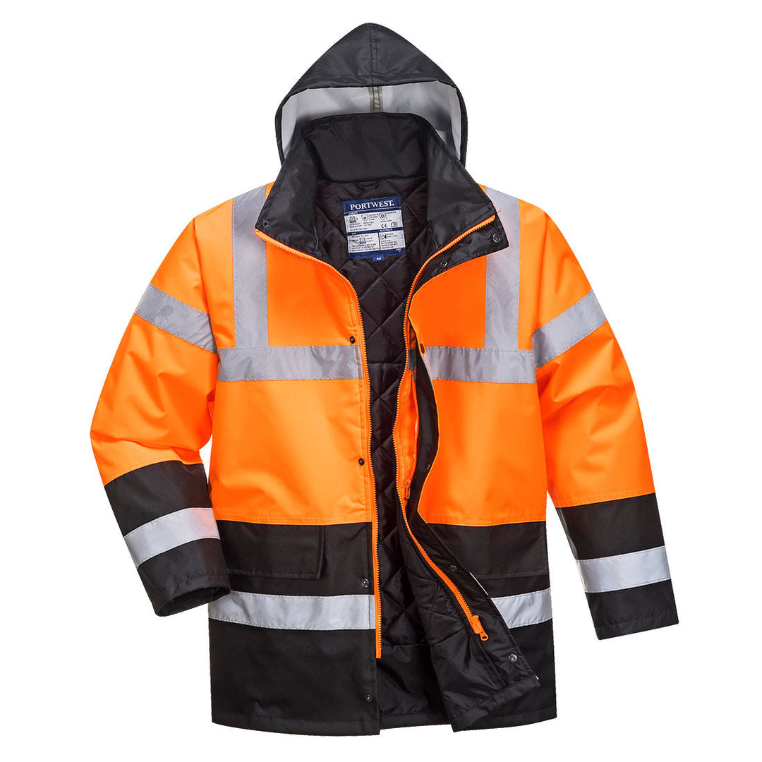 Portwest S467 Hi Vis Two Tone Traffic Jacket 1#colour_orange-black