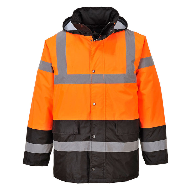 Portwest S467 Hi Vis Two Tone Traffic Jacket 1#colour_orange-black 2#colour_orange-black