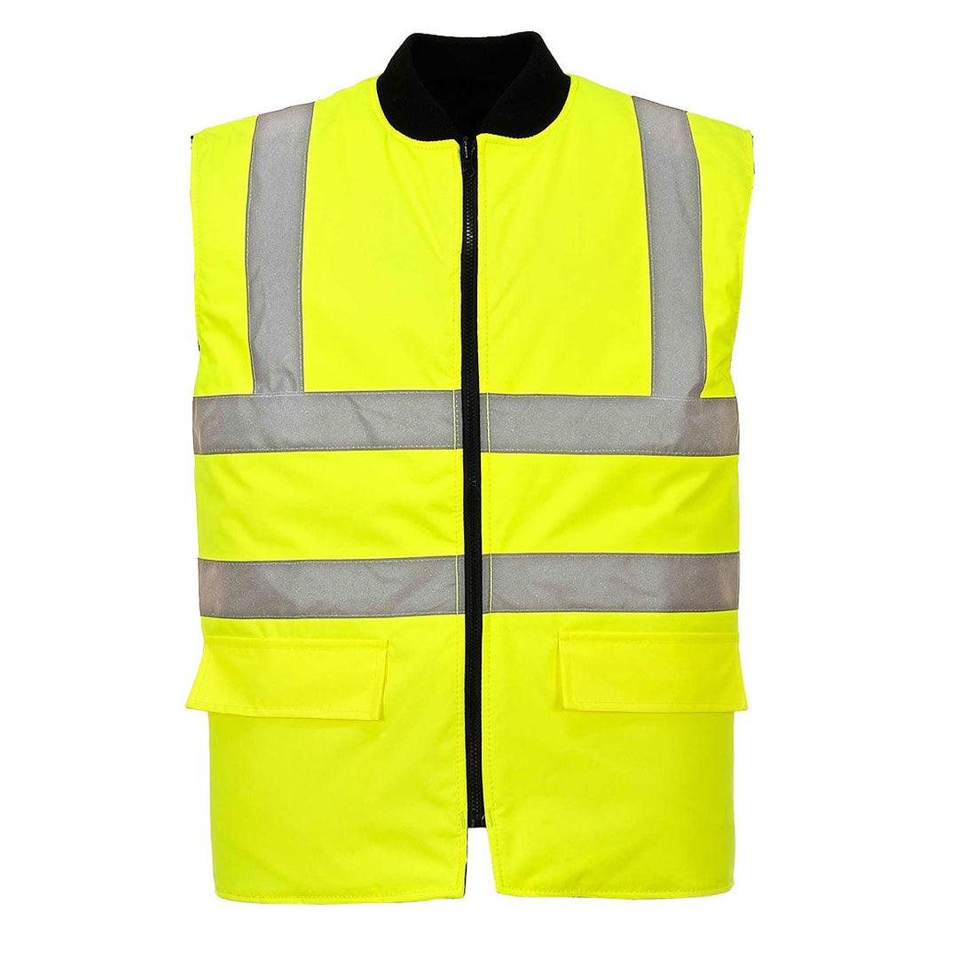 Portwest S469 Hi Vis Reversible Bodywarmer 1#colour_yellow 2#colour_yellow