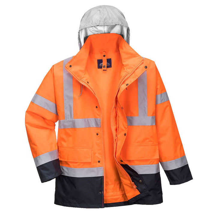 Portwest S471 Hi Vis 4-in-1 Contrast Traffic Jacket 1#colour_orange-navy