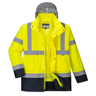 Portwest S471 Hi Vis 4-in-1 Contrast Traffic Jacket 1#colour_yellow-navy