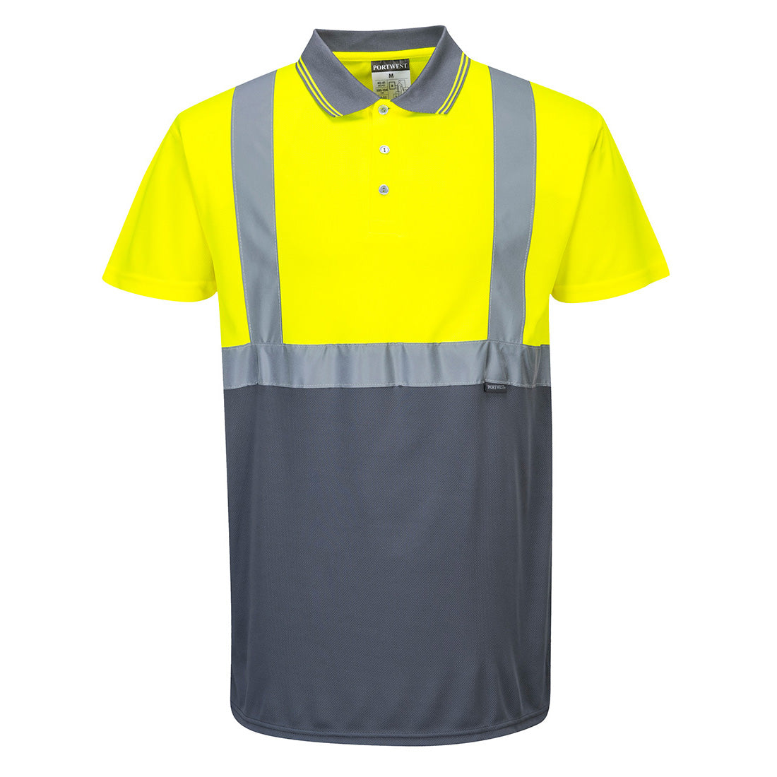 Portwest S479 Two-Tone Hi Vis Polo Shirt 1#colour_yellow-grey