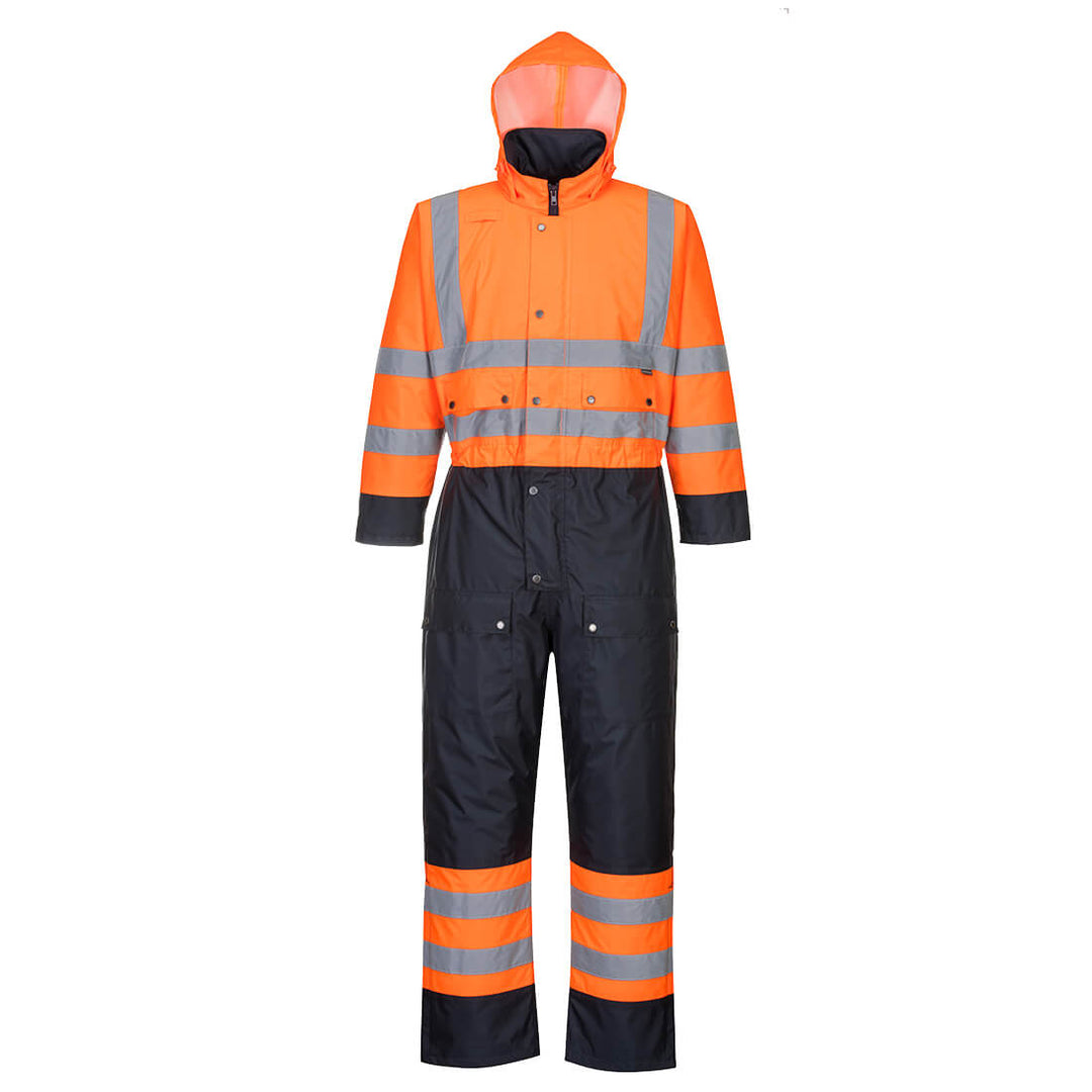 Portwest S485 Hi Vis Contrast Coveralls - Lined 1#colour_orange-navy