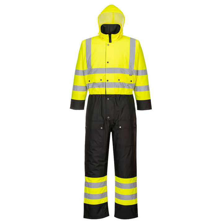 Portwest S485 Hi Vis Contrast Coveralls - Lined 1#colour_yellow-black