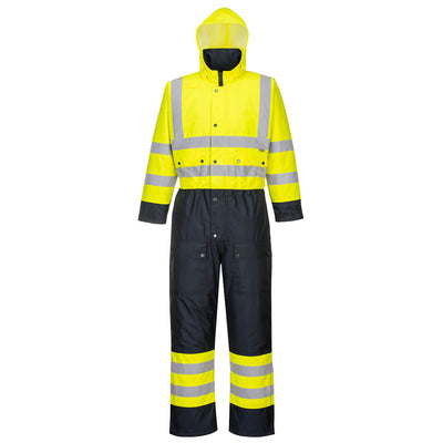 Portwest S485 Hi Vis Contrast Coveralls - Lined 1#colour_yellow-navy