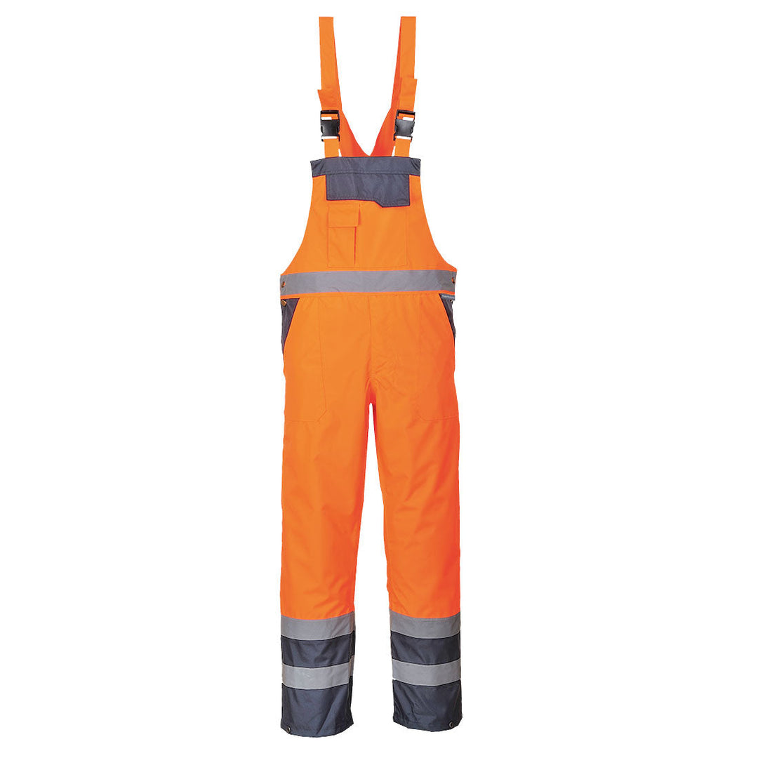 Portwest S488 Contrast Hi Vis Bib & Brace - Unlined 1#colour_orange-navy