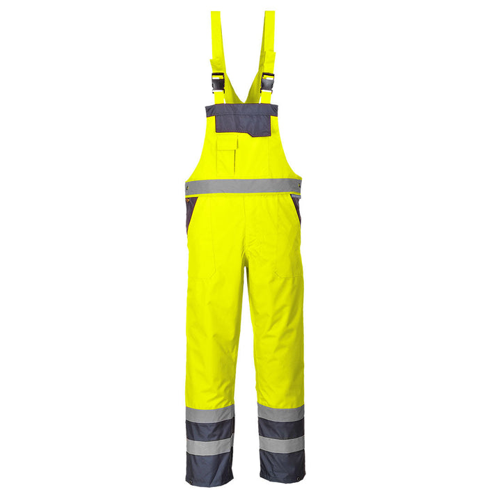 Portwest S488 Contrast Hi Vis Bib & Brace - Unlined 1#colour_yellow-navy 2#colour_yellow-navy 3#colour_yellow-navy