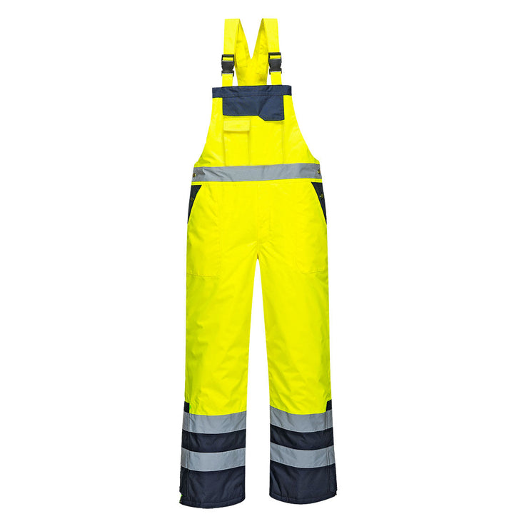 Portwest S489 Contrast Hi Vis Bib & Brace - Lined 1#colour_yellow