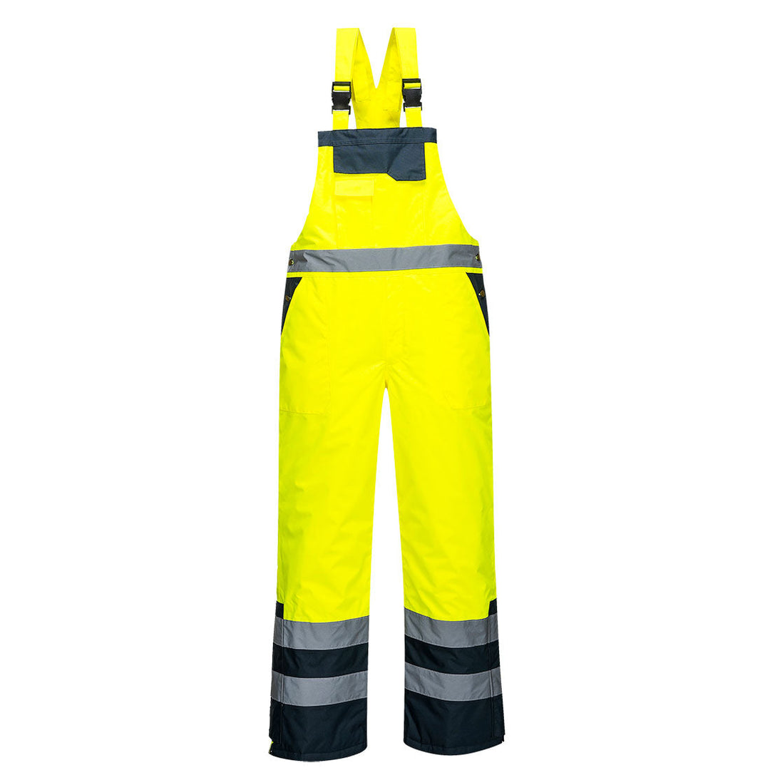 Portwest S489 Contrast Hi Vis Bib & Brace - Lined 1#colour_yellow 2#colour_yellow