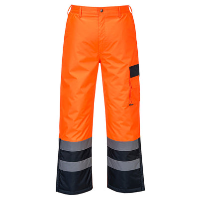 Portwest S686 Hi Vis Contrast Trousers - Lined 1#colour_orange-navy