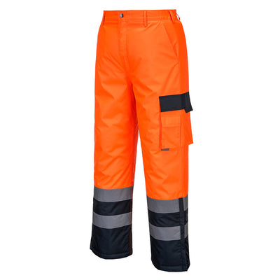Portwest S686 Hi Vis Contrast Trousers - Lined 1#colour_orange-navy 2#colour_orange-navy