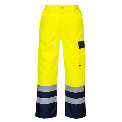 Portwest S686 Hi Vis Contrast Trousers - Lined 1#colour_yellow-navy