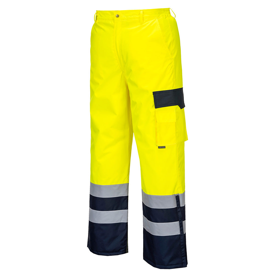 Portwest S686 Hi Vis Contrast Trousers - Lined 1#colour_yellow-navy 2#colour_yellow-navy