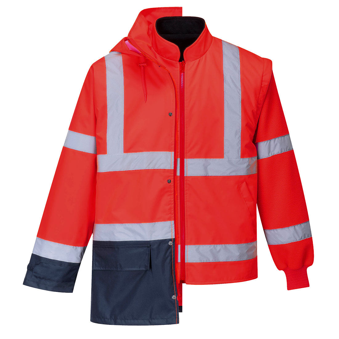Portwest S768 Hi Vis Executive 5-in-1 Jacket 1#colour_red-navy 2#colour_red-navy
