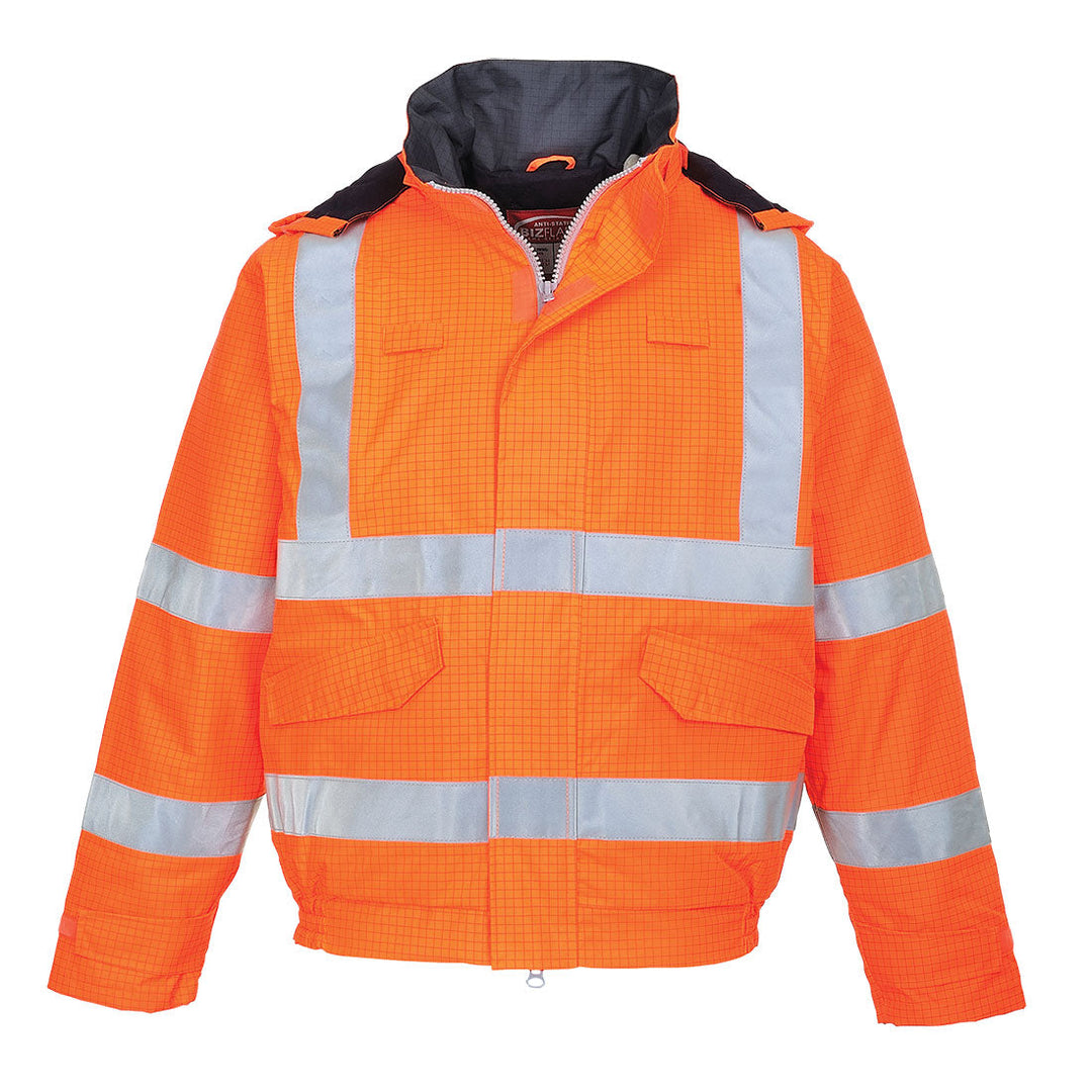 Portwest S773 Bizflame Rain Hi Vis Antistatic FR Bomber Jacket 1#colour_orange