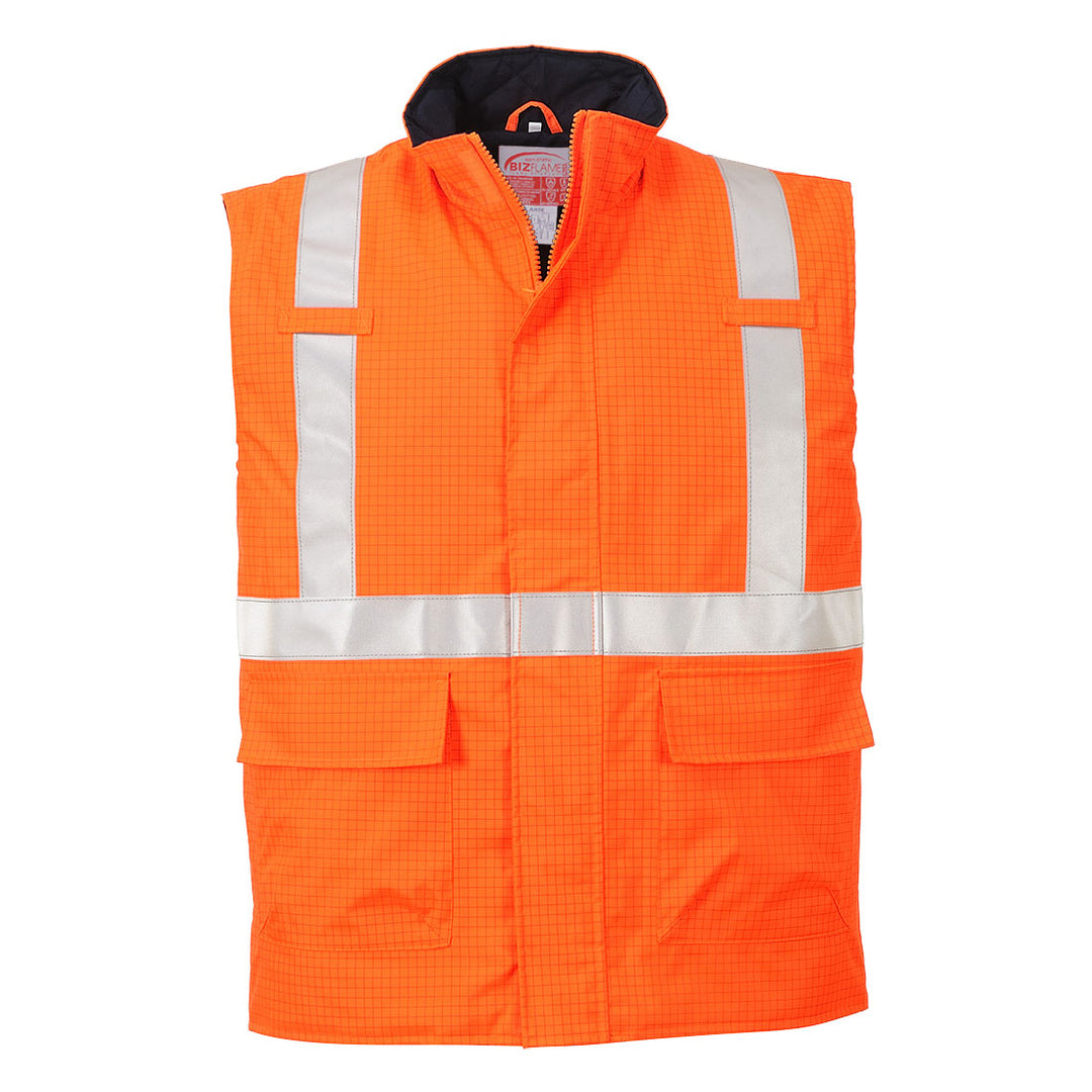 Portwest S776 Bizflame Rain Hi Vis Antistatic FR Bodywarmer 1#colour_orange