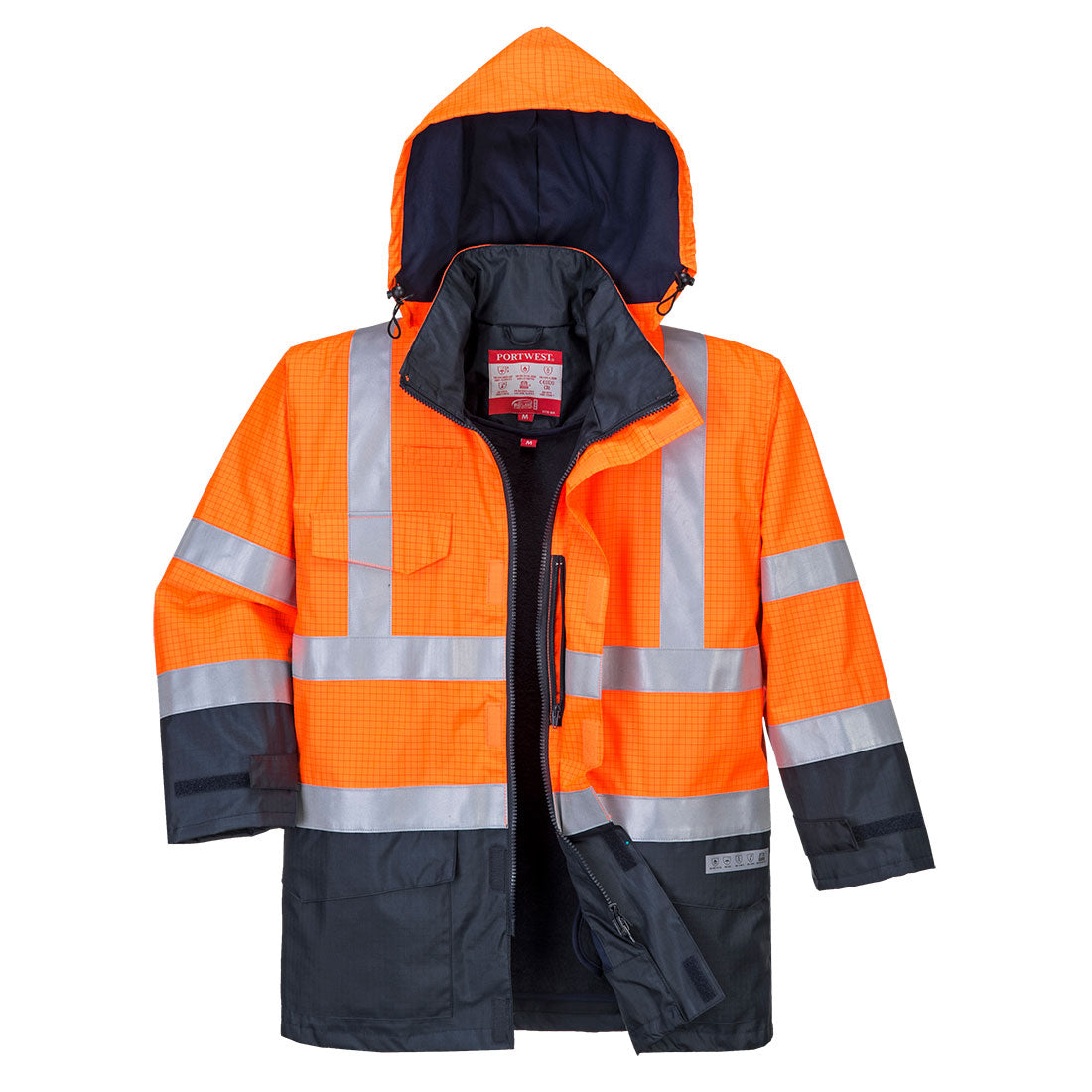 Portwest S779 Bizflame Rain Hi Vis Multi-Protection FR Jacket 1#colour_orange-navy