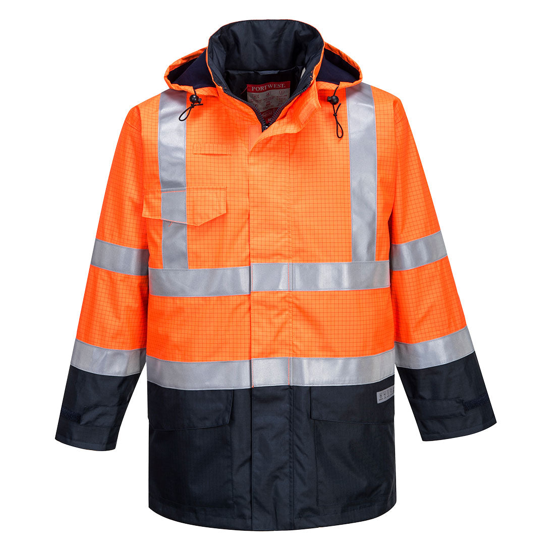 Portwest S779 Bizflame Rain Hi Vis Multi-Protection FR Jacket 1#colour_orange-navy 2#colour_orange-navy