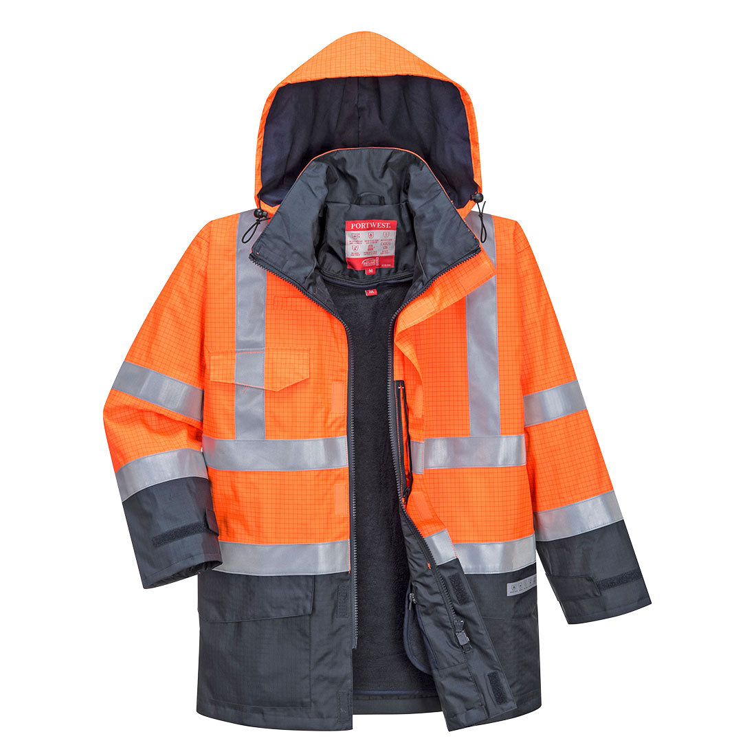 Portwest S779 Bizflame Rain Hi Vis Multi-Protection FR Jacket 1#colour_orange-navy 2#colour_orange-navy 3#colour_orange-navy
