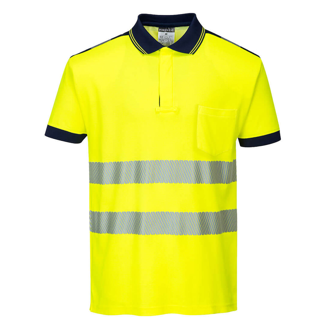 Portwest T180 PW3 Hi Vis Polo Shirt Short Sleeved 1#colour_yellow-navy