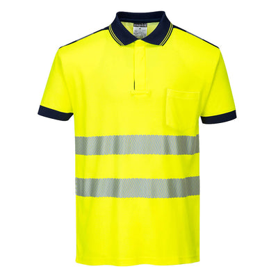 Portwest T180 PW3 Hi Vis Polo Shirt Short Sleeved 1#colour_yellow-navy