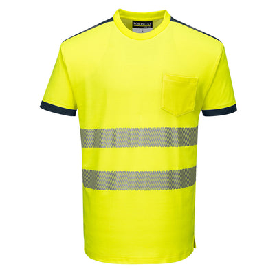 Portwest T181 PW3 Hi Vis T-Shirt Short Sleeved 1#colour_yellow-navy