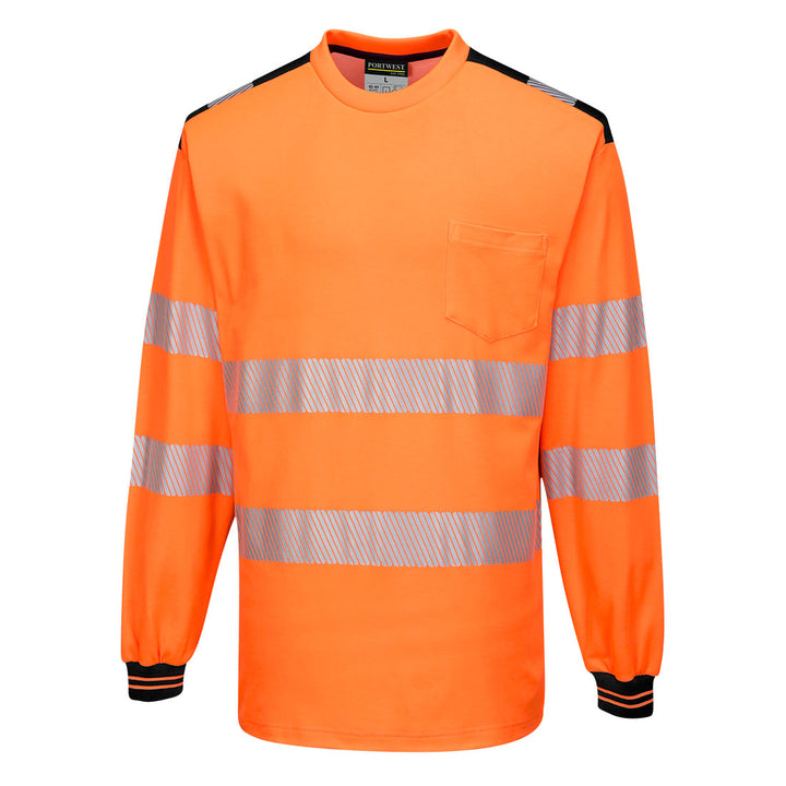 Portwest T185 PW3 Hi Vis T-Shirt Long Sleeved 1#colour_orange-black