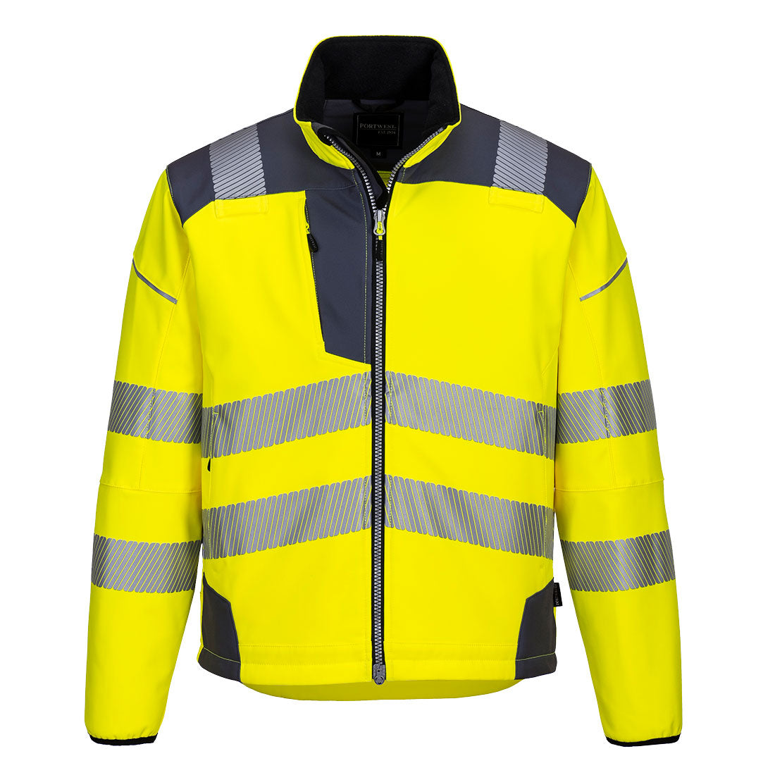 Portwest T402 PW3 Hi Vis Softshell Jacket 1#colour_yellow-grey