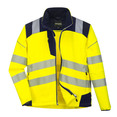 Portwest T402 PW3 Hi Vis Softshell Jacket 1#colour_yellow-navy 2#colour_yellow-navy