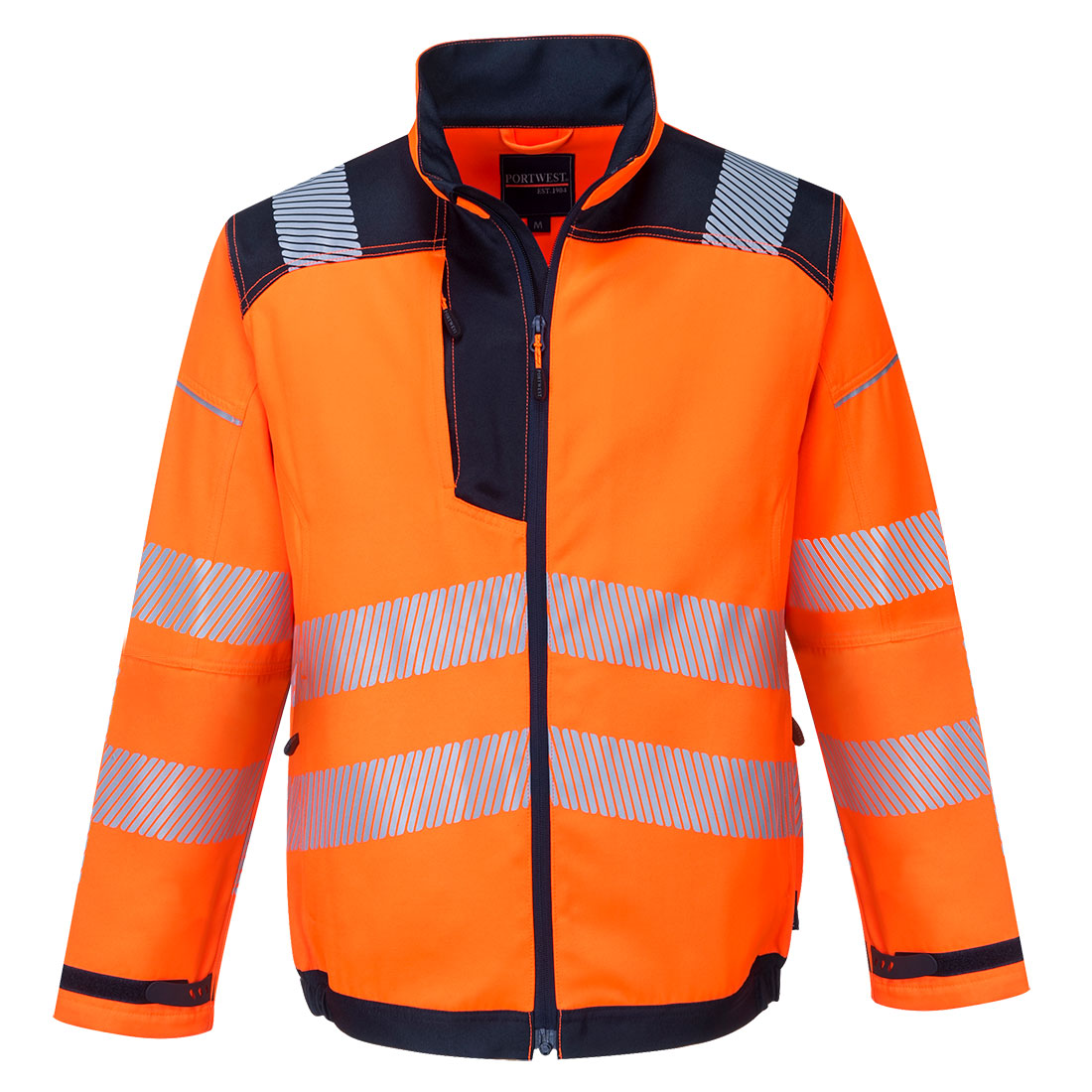Portwest T500 PW3 Hi Vis Work Jacket 1#colour_orange-navy