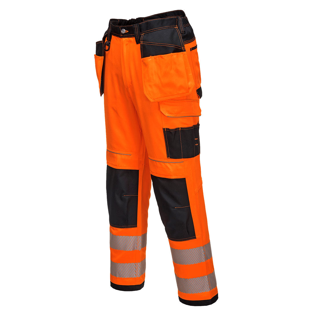 Portwest T501 PW3 Hi Vis Holster Work Trousers 1#colour_orange-black 2#colour_orange-black