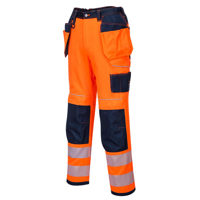 Portwest T501 PW3 Hi Vis Holster Work Trousers 1#colour_orange-navy 2#colour_orange-navy