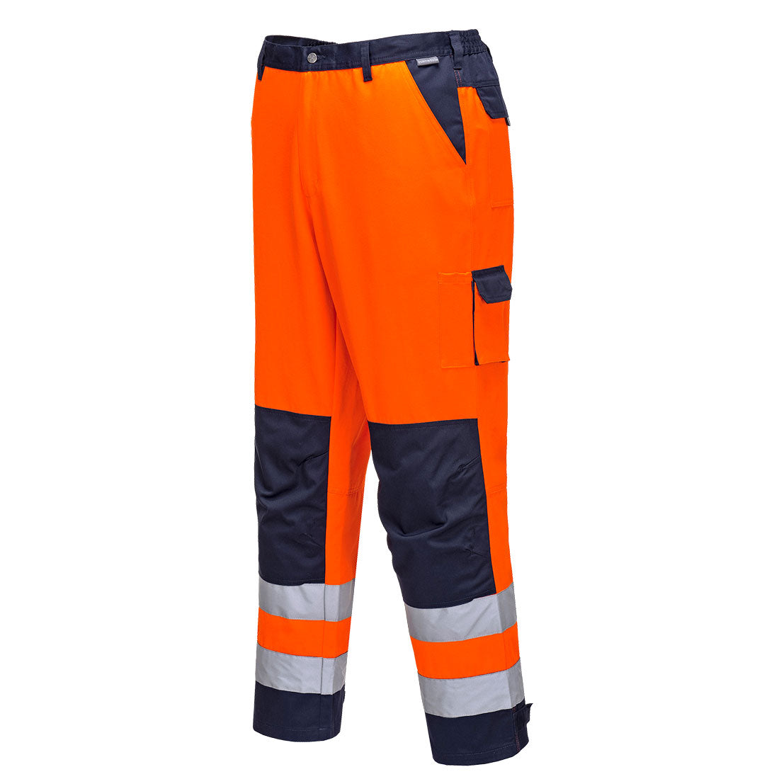 Portwest TX51 Lyon Hi Vis Trousers 1#colour_orange-navy 2#colour_orange-navy