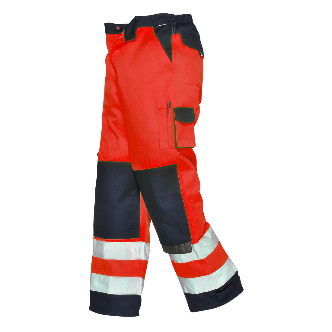 Portwest TX51 Lyon Hi Vis Trousers 1#colour_red-navy 2#colour_red-navy