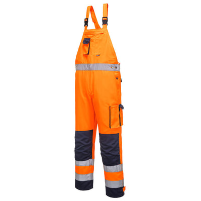 Portwest TX52 Dijon Hi Vis Bib and Brace 1#colour_orange-navy 2#colour_orange-navy